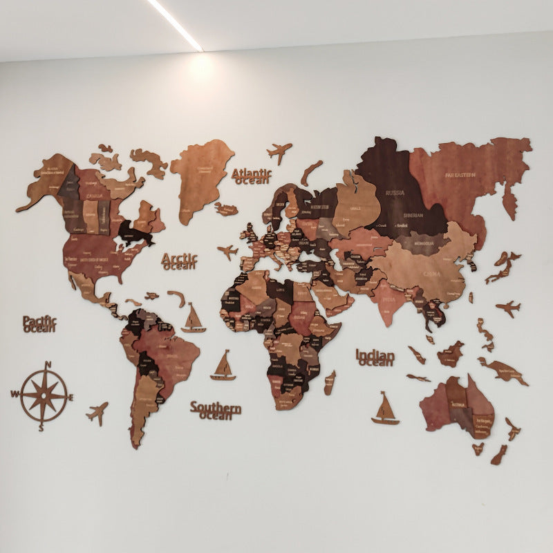 3D World Map Wall Art Decoration