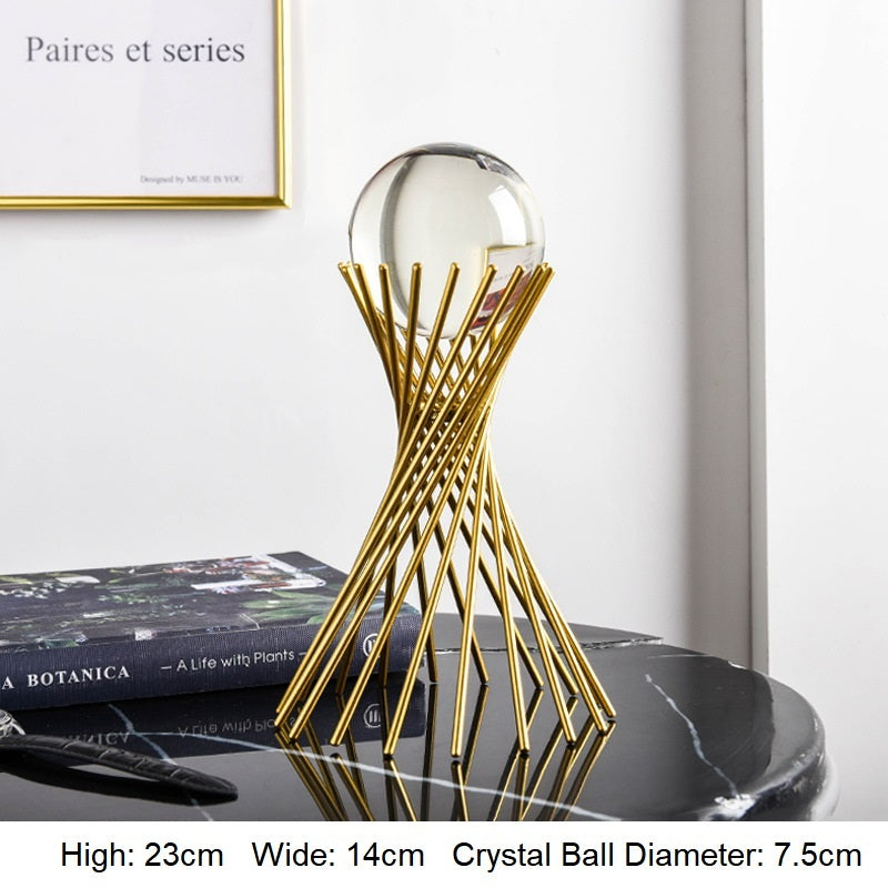 Golden Modern Metal Crystal Ball Crafts Ornament